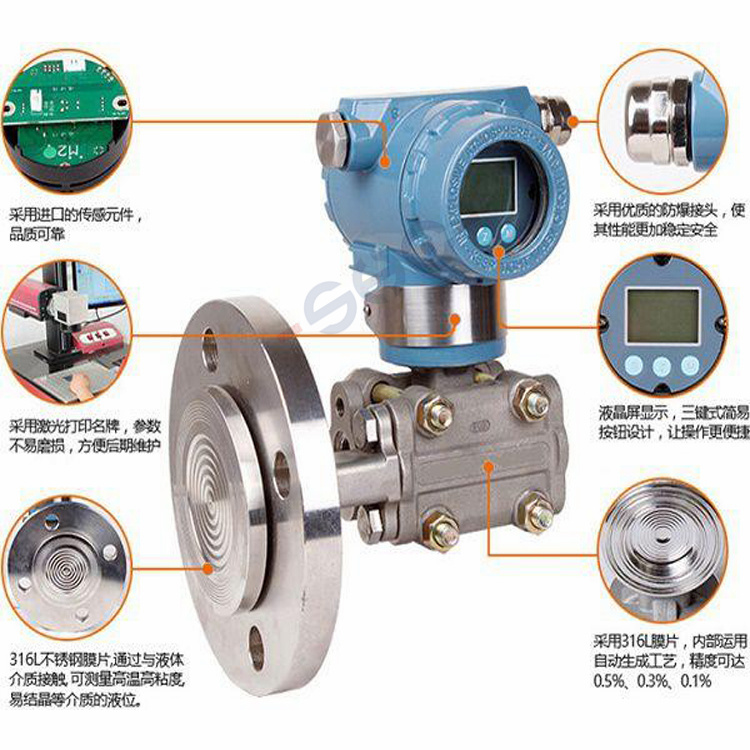 Domestic Capacitive Pressure Transmitter EET-3000LT Flange-Mounted Digital Display Transmitter Intelligent Differential Pressure Transmitter