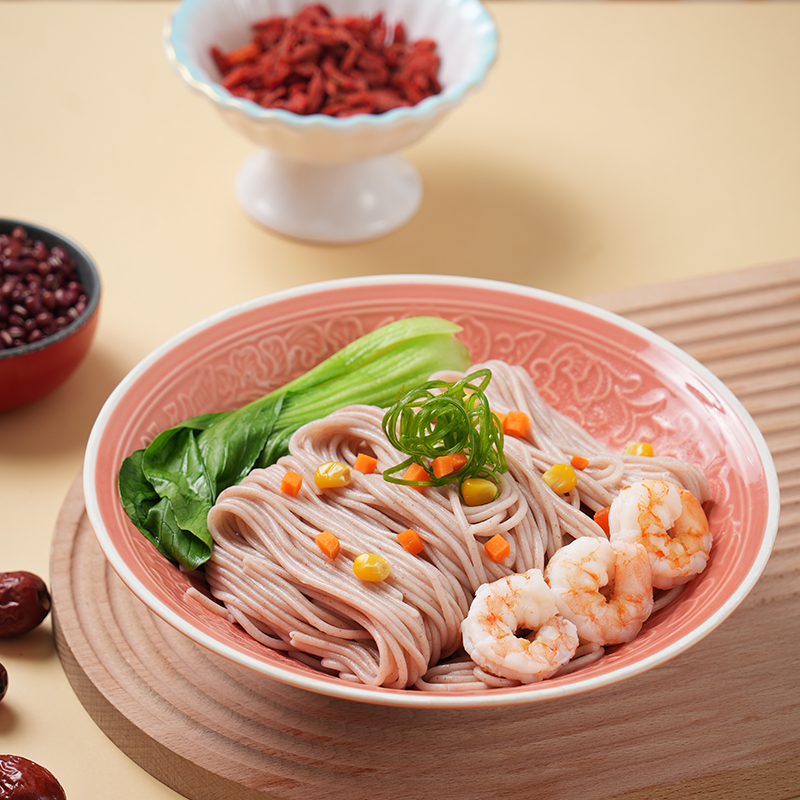Five Red Multigrain Nutritional Noodles, Two-Tone Spiraled Whole Grain Pasta Made with Red Dates, Red Beans, Red Rice, Goji Berries & Peanuts, Individually Sealed Portions for Breakfast, Main Meals & Light Diet