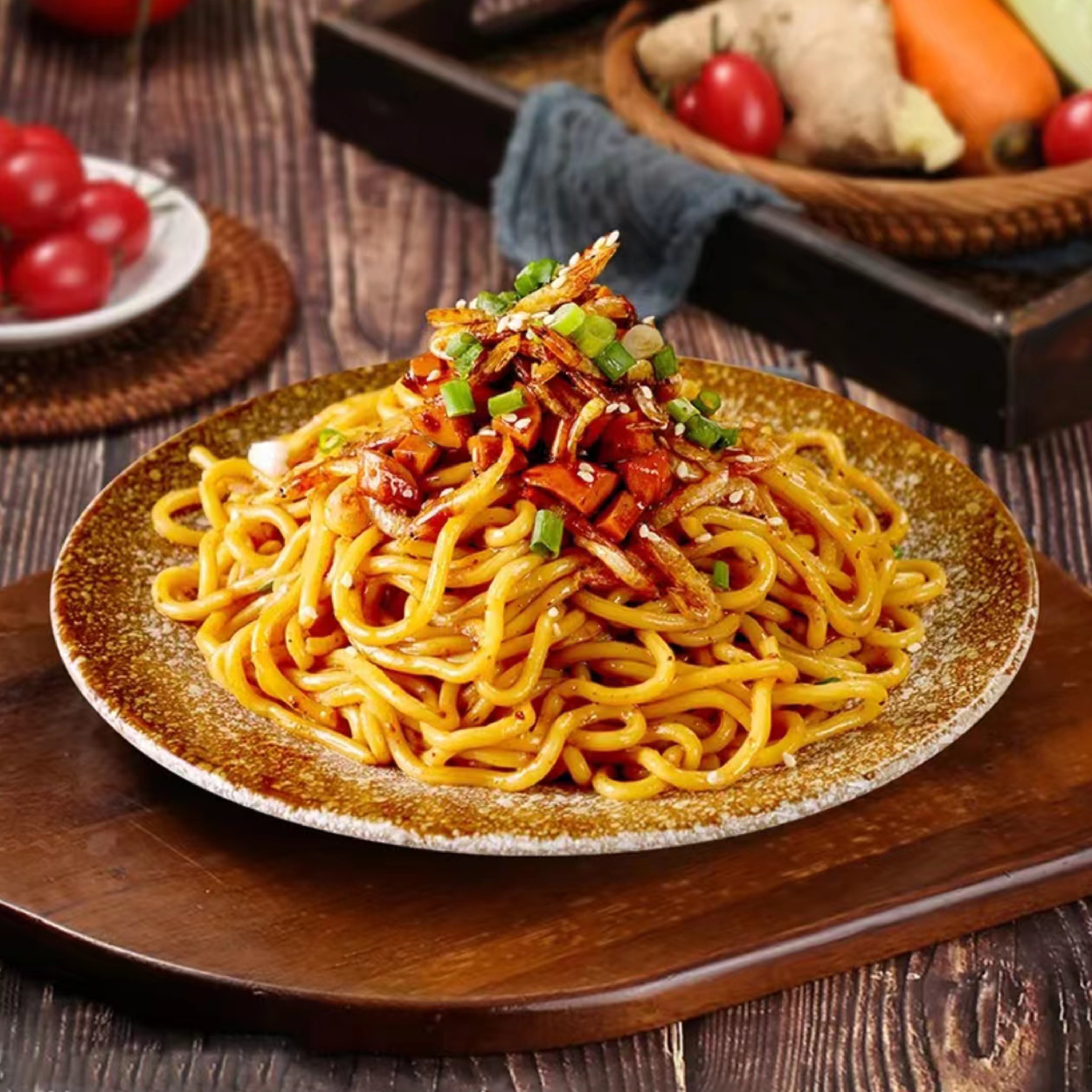 Three Cherries Hong Kong Trolley Noodles, 60 Seconds Quick Cook Semi-Dry Noodles, Springy Smooth for Stir Fry & Soup