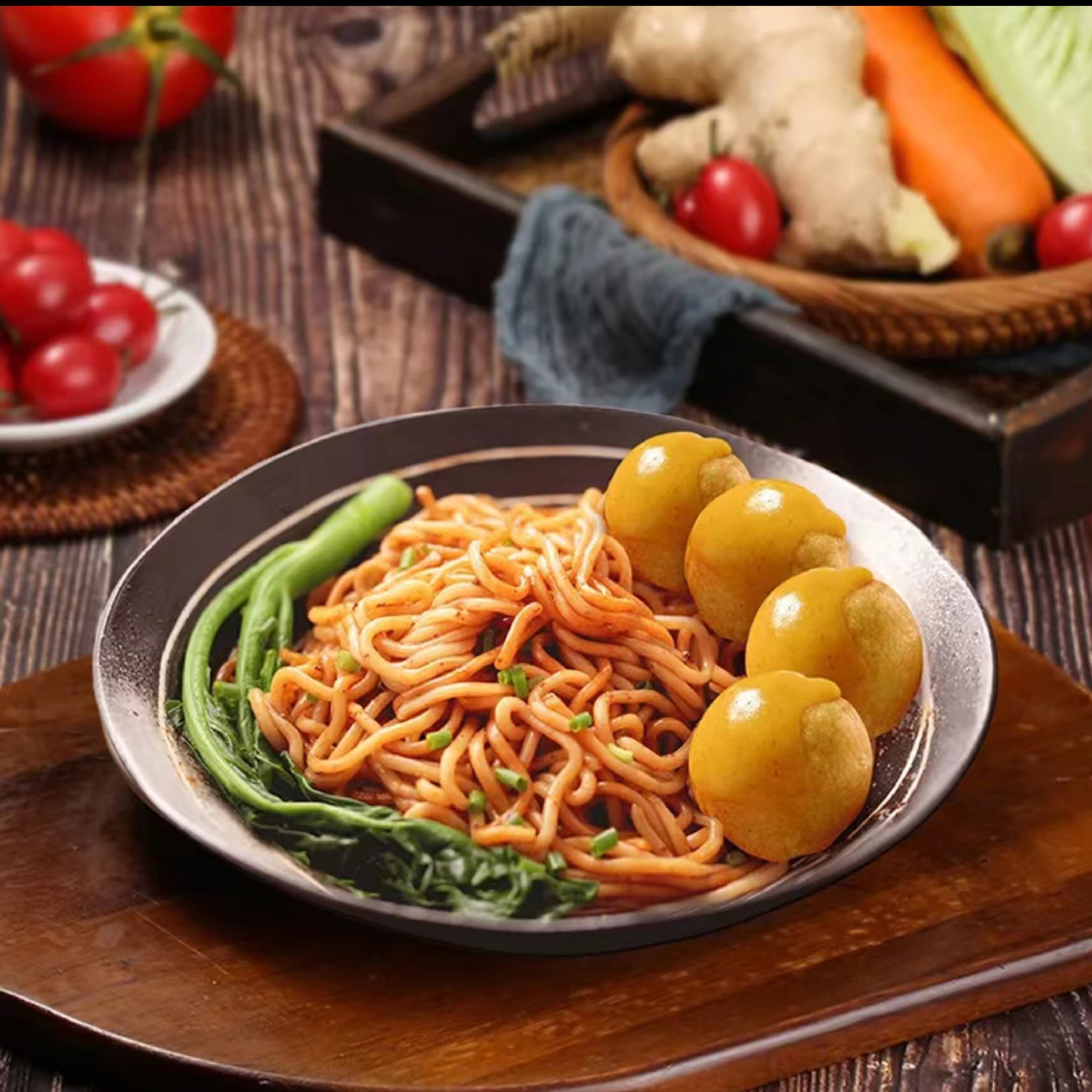 Three Cherries Hong Kong Trolley Noodles, 60 Seconds Quick Cook Semi-Dry Noodles, Springy Smooth for Stir Fry & Soup