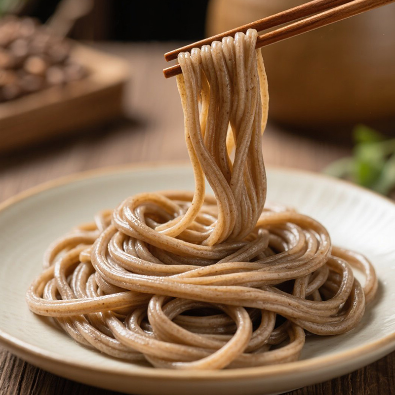 Low GI Black Rye & Buckwheat Udon Noodles, Non-Fried High Dietary Fiber Semi-Dry Noodles, Healthy Meal Replacement