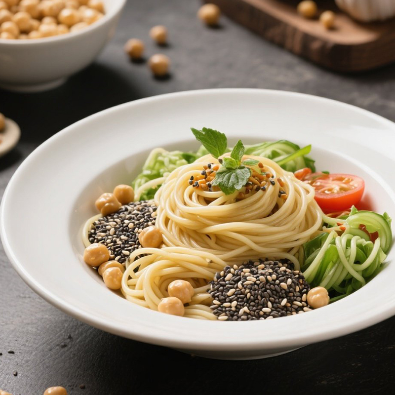 Zero Fat High Fiber Chia Chickpea Noodles, Nutritious Plant-Based Pasta for Fitness & Blood Sugar Control