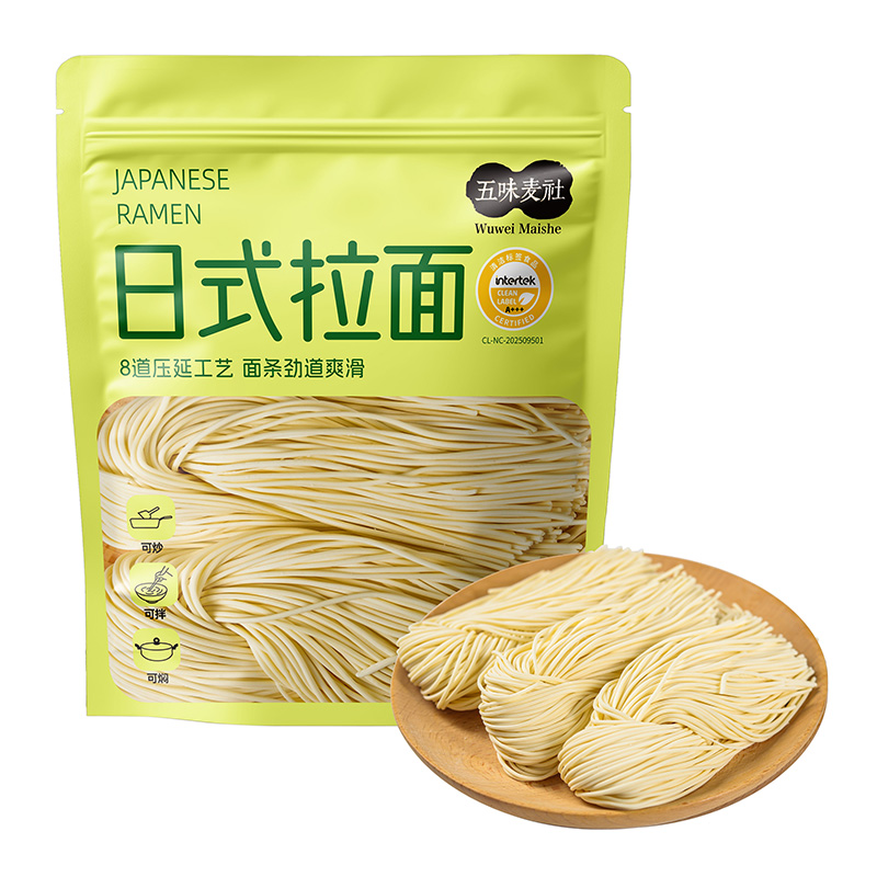 Wuwei Maishe Japanese Fresh Ramen Noodles 400g, Chewy Wheat Raw Noodle for Soup & Stir Fry