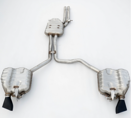 Audi Dual Rear Muffler Exhaust System (Black Tips)