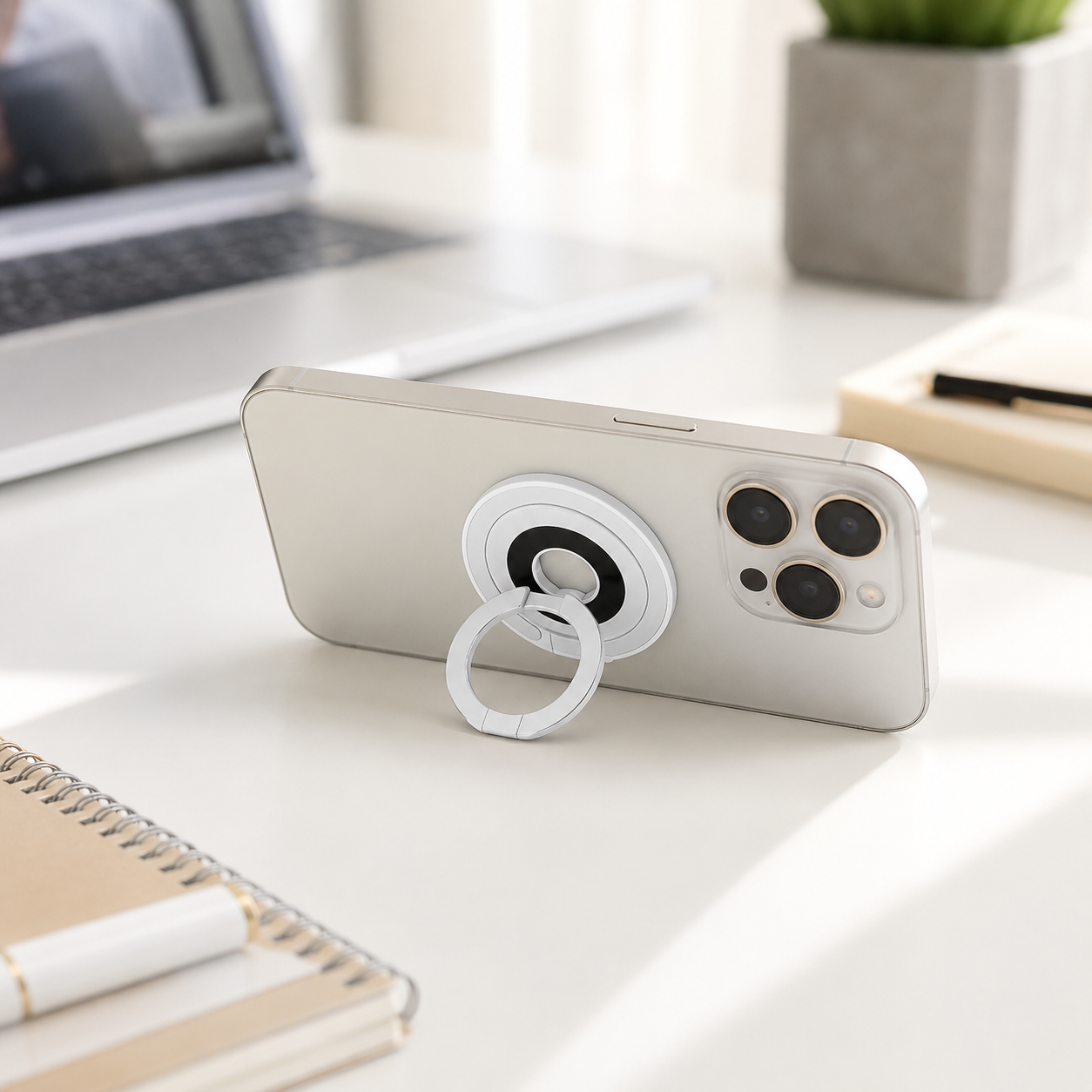 حامل حلقة MagSafe فائق النحافة, قبضة إصبع دوارة للهاتف & حامل لـ iPhone