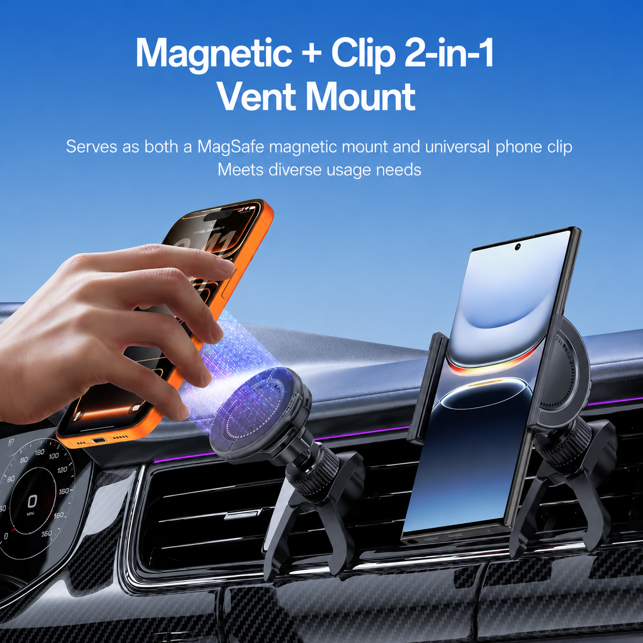 Base d'adaptateur de montage sur grille d'aération, connecteur de sortie de voiture rotatif à 360° pour support de téléphone à tête sphérique de 17mm