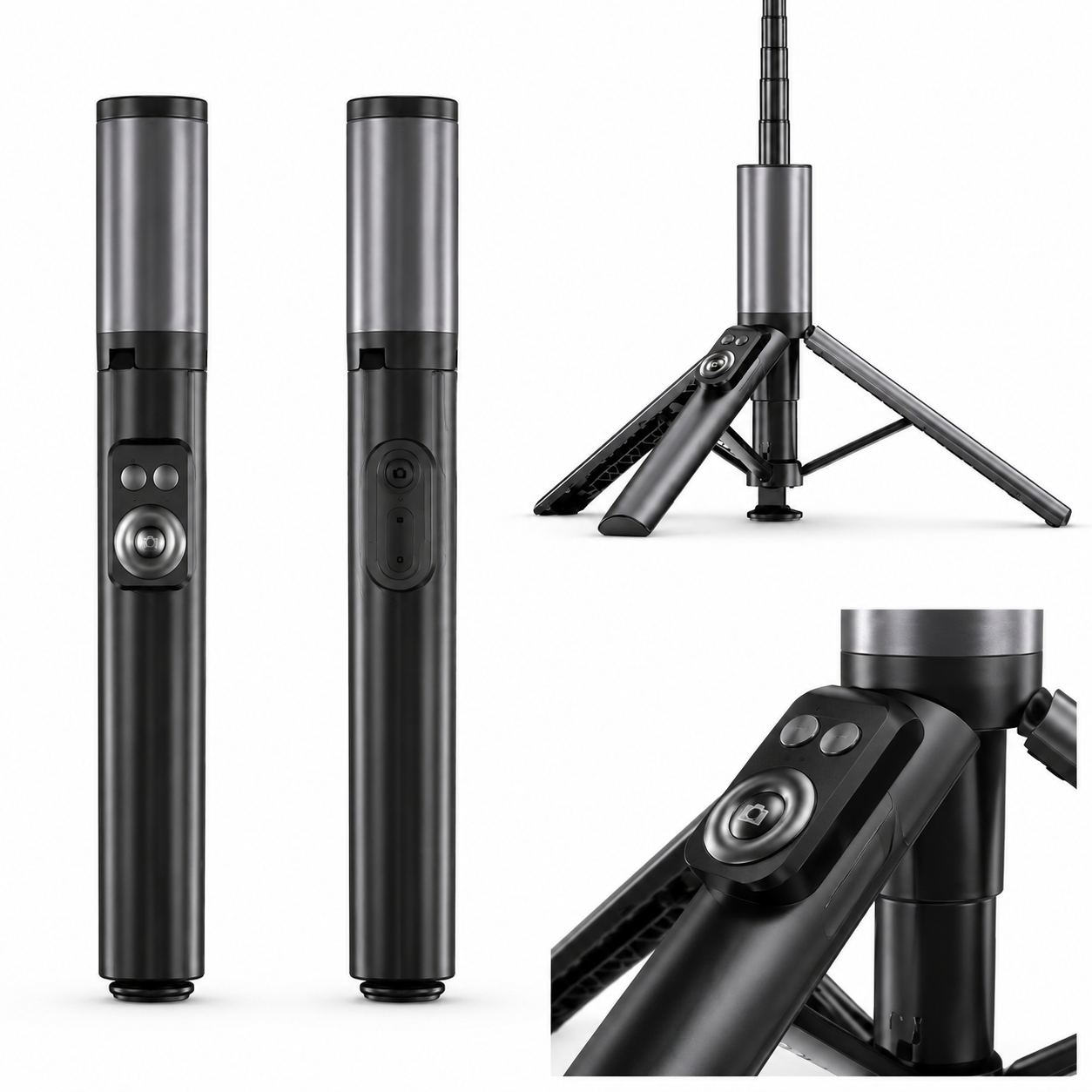 D15 160cm Trépied Téléphone Tout-en-Un Perche à Selfie avec Télécommande Bluetooth