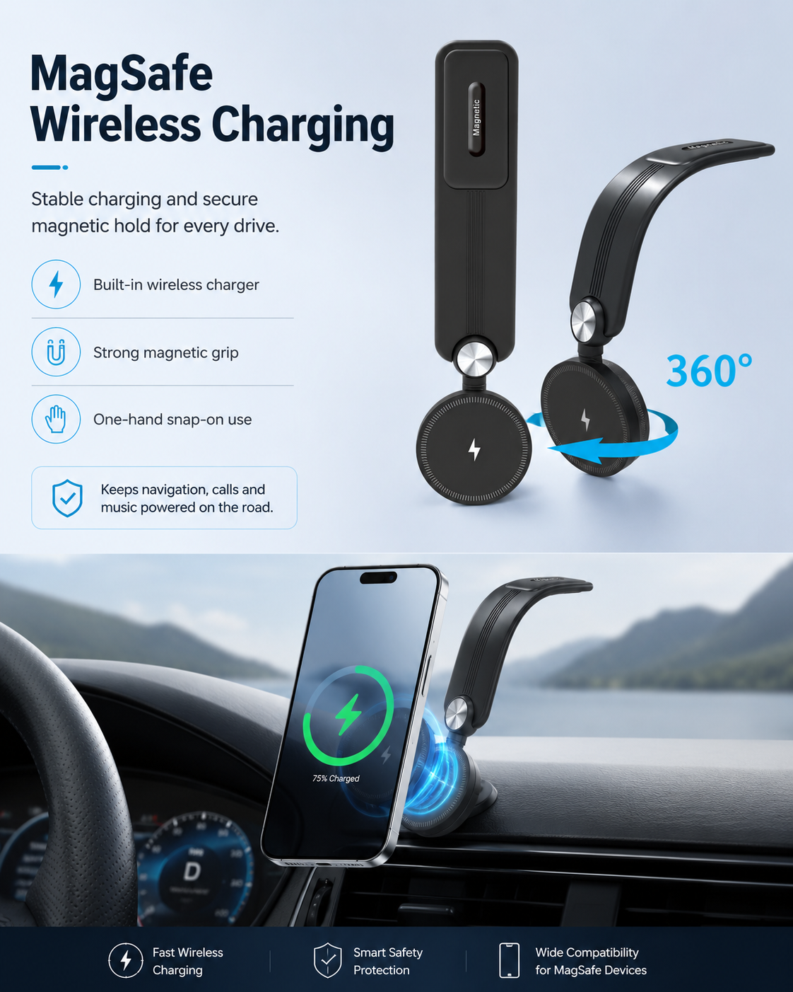 a36a5982-b607-4f92-9346-2d130cbc3c90 Support de téléphone de voiture Guangdong Ruiteng, charge sans fil, magnétique, pliable, universel, accessoires pour voiture dans la voiture