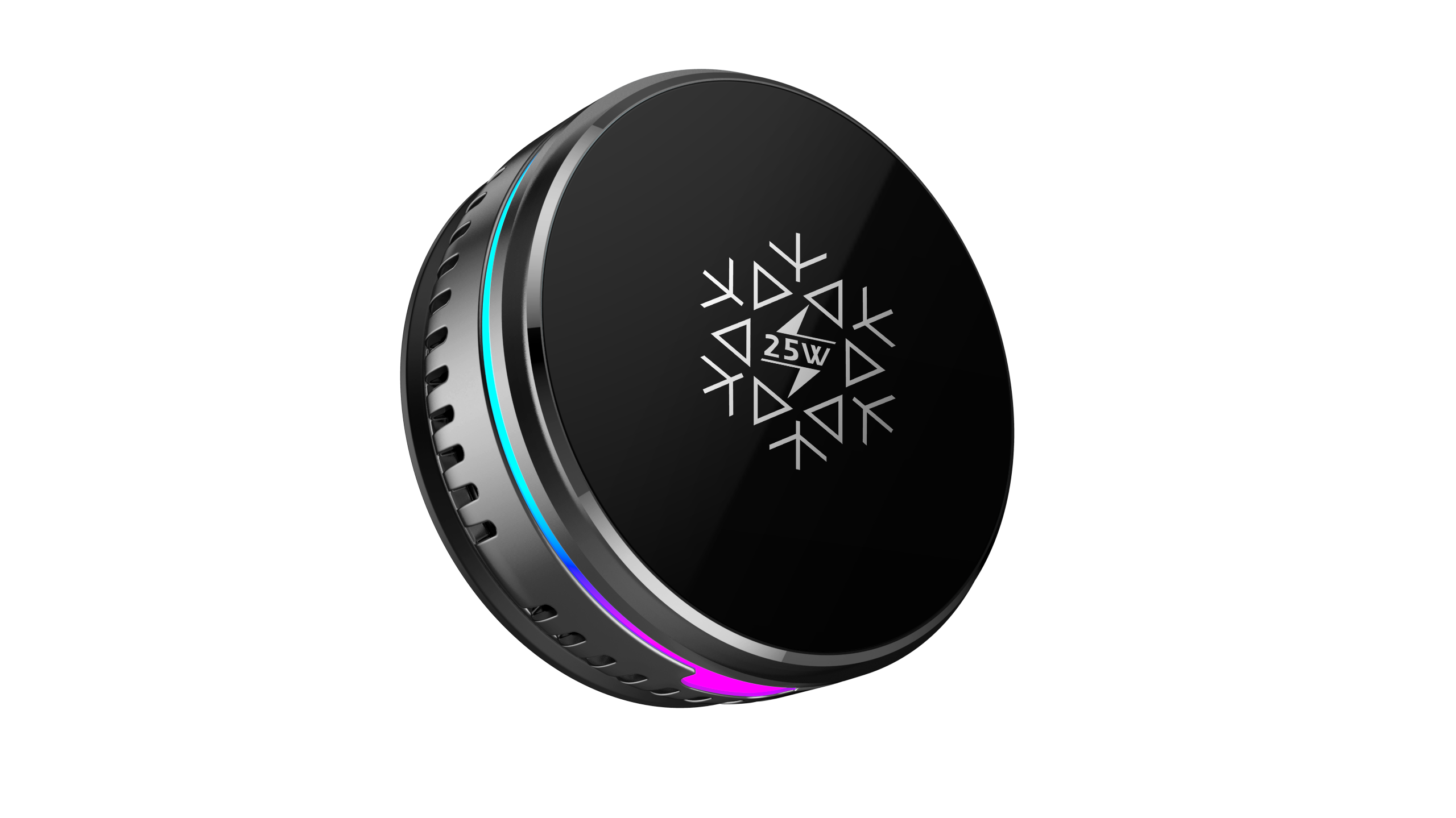 Chargeur sans fil magnétique de voiture MagSafe 25W avec refroidissement par semi-conducteur | Support de téléphone magnétique RGB