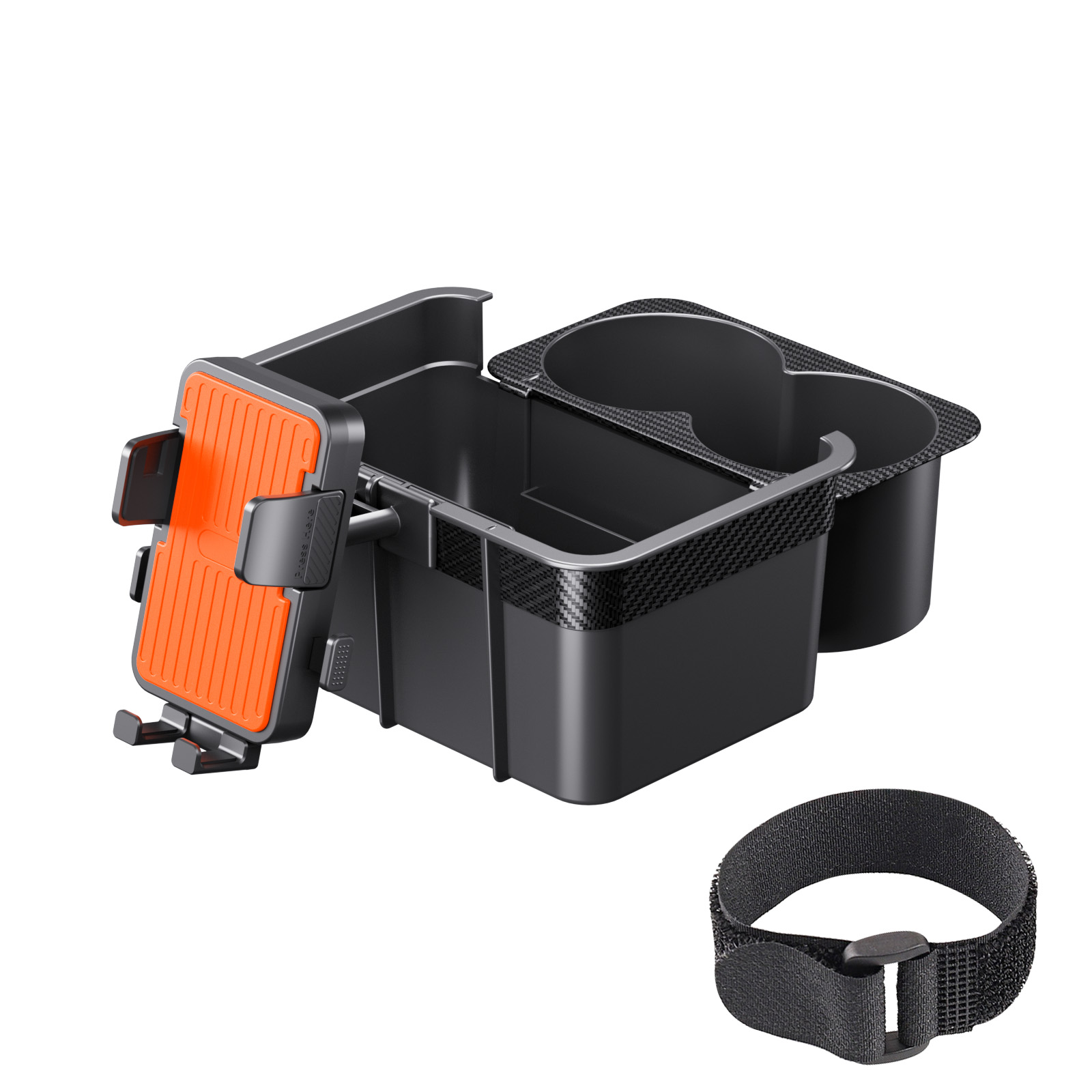 Organisateur d’accoudoir de voiture série F90+TS avec support de téléphone | boîte de rangement multifonction 3-en-1