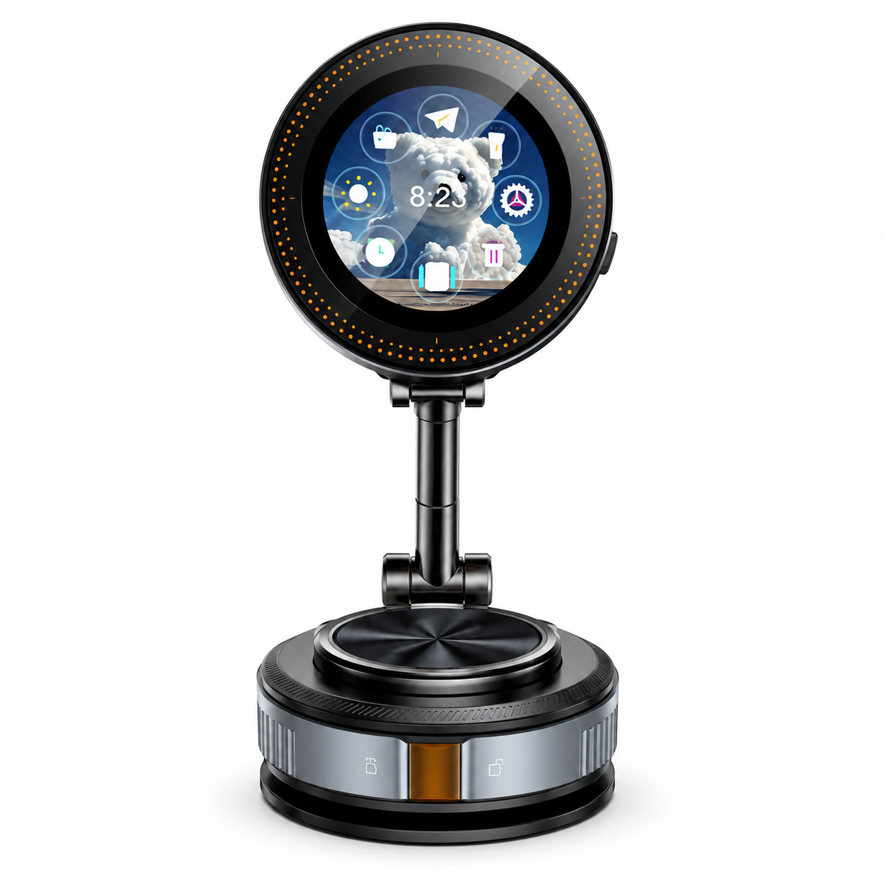 Support de téléphone magnétique intelligent avec horloge d'alarme intégrée | Support 2-en-1 pour voiture et bureau avec alarmes multi-groupes et minuteur de compte à rebours