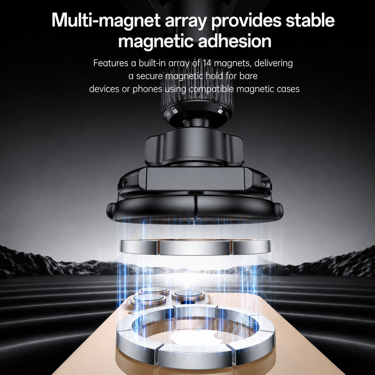 Base adaptadora de montagem na saída de ar, conector rotativo de saída do carro de 360° para suporte de telemóvel com cabeça esférica de 17mm