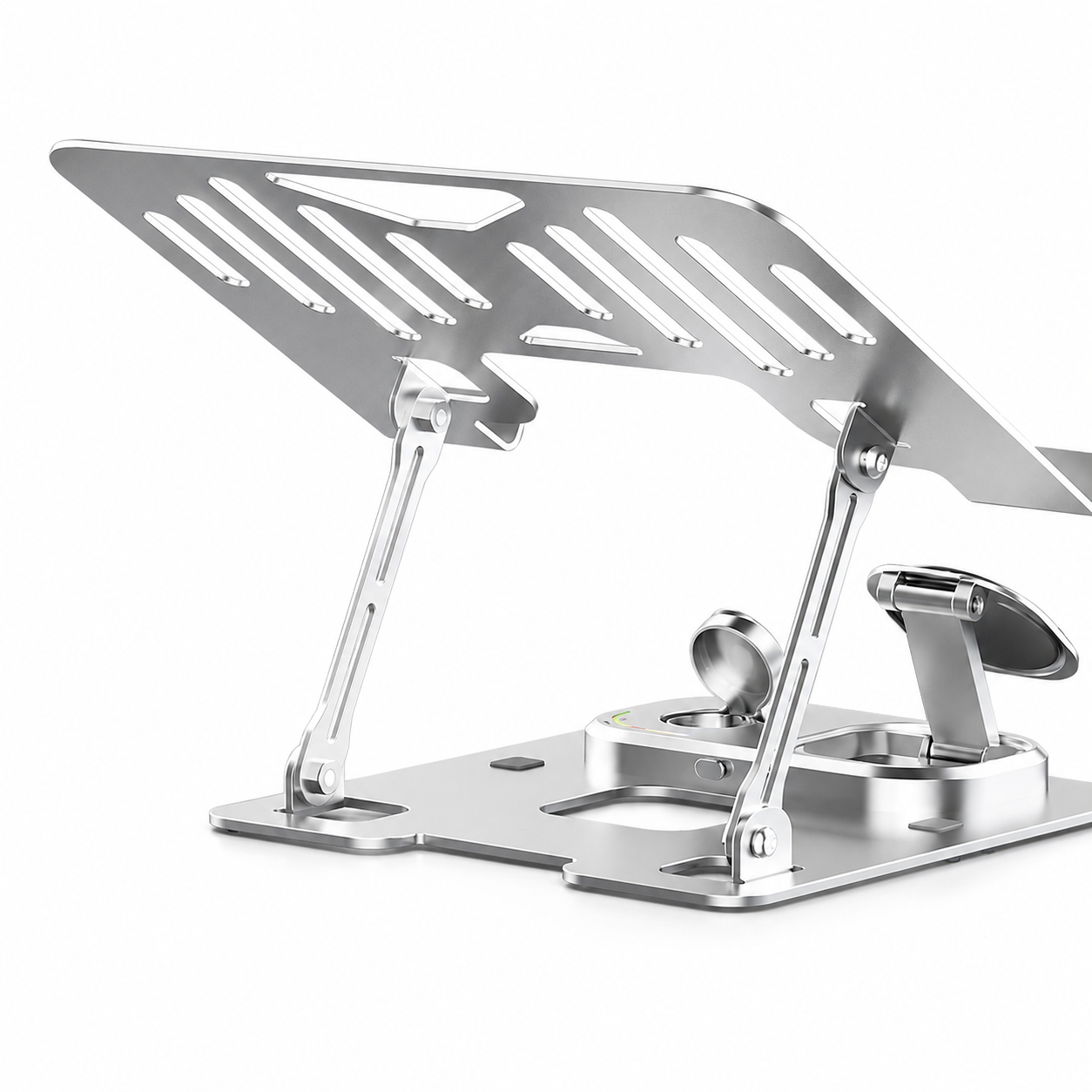 Suporte para Laptop com Carregamento sem Fio | Elevação Ergonômica Ajustável com Estação de Carregamento para Múltiplos Dispositivos