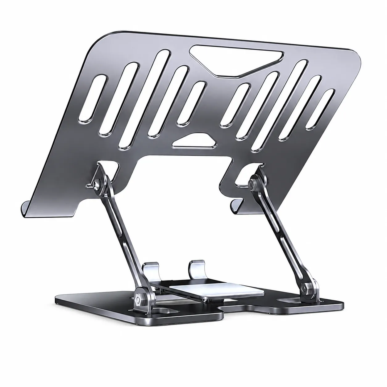 Suporte Ajustável para Laptop com Suporte para Telefone | Elevador de Mesa Ergonômico em Aço Carbono para MacBook, Laptops & Tablets