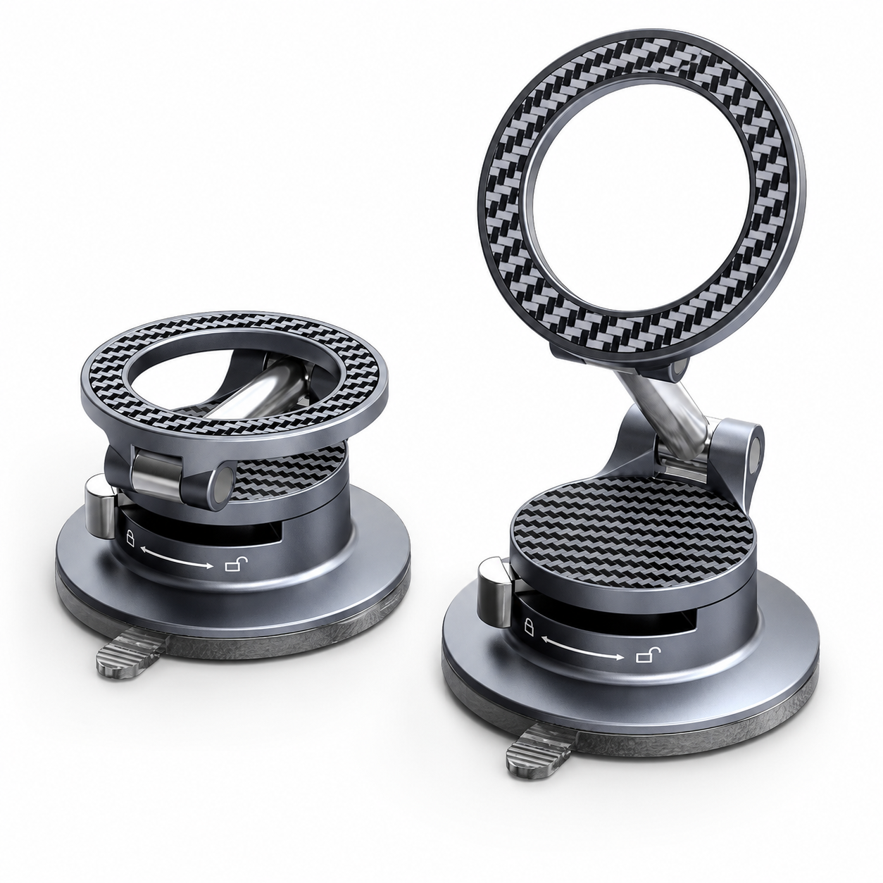 Suporte Magnético a Vácuo para Telefone no Carro, Suporte com Ventosa Biônica de Ímã N52, Montagem Dobrável Giratória 360° para iPhone 12-17 Series & Todos os Telefones