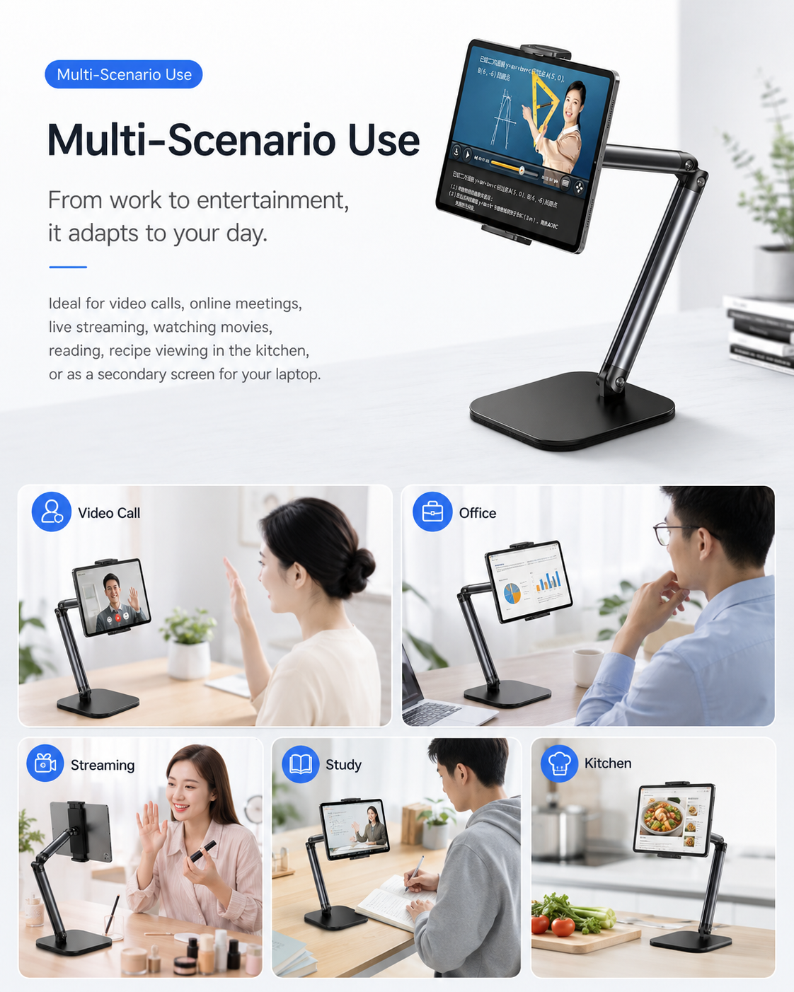 Suporte para tablet em liga de alumínio X69Pro para telemóvel em tempo real, suporte para tablet de mesa dobrável e ajustável, adequado para iPad e iPhone