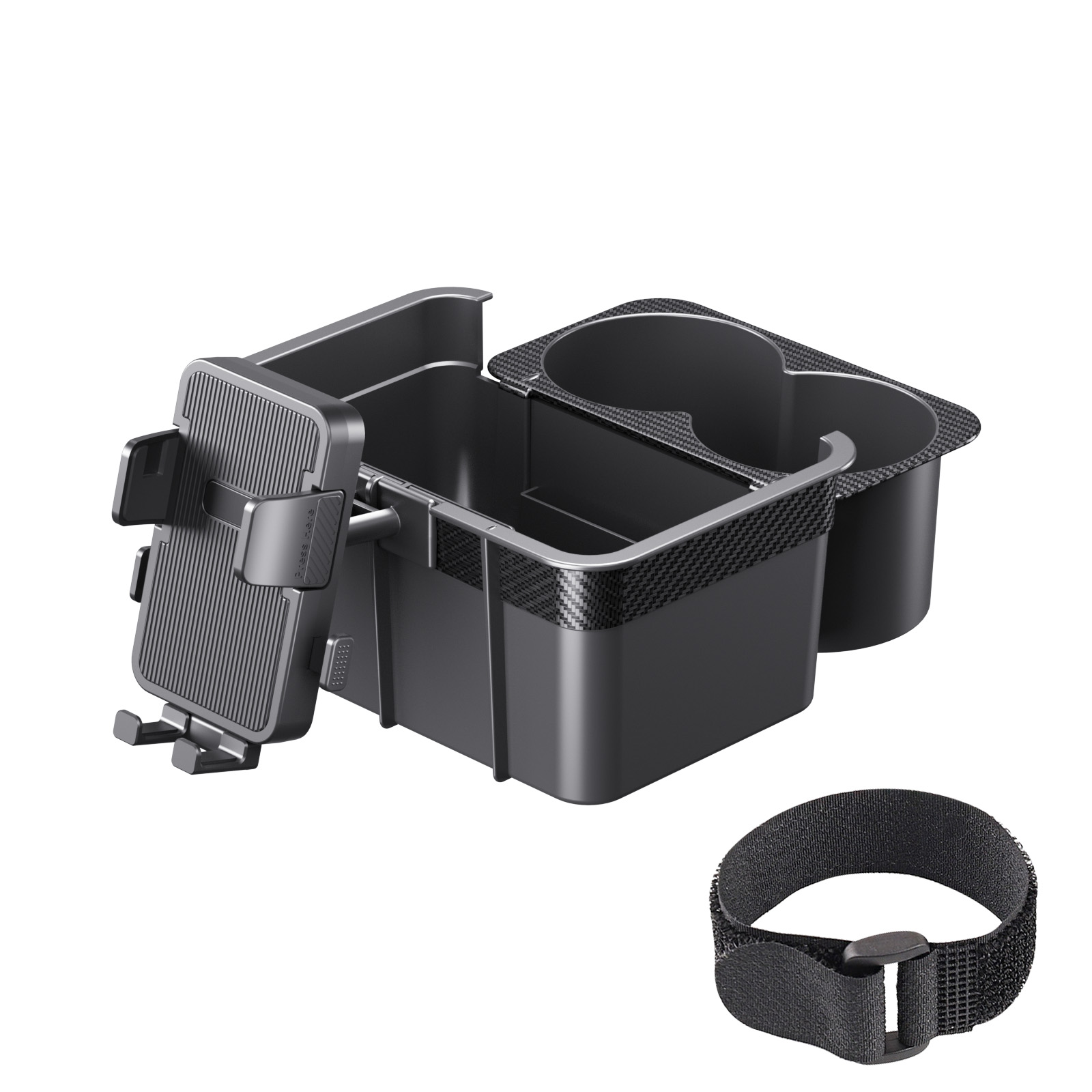 Organizador de apoio de braço para carro F90+TS Series com suporte para telemóvel | Caixa de arrumação multifuncional 3 em 1