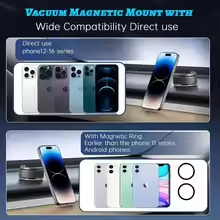 Soporte de succión para tablero para iPhone 17~12 Pro Max con Magsafe, ajuste de montaje para automóvil, soporte magnético multi-eje para teléfono