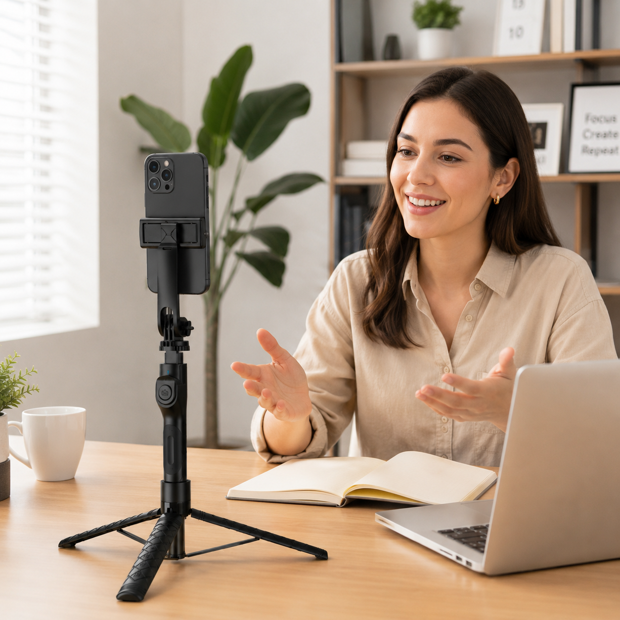 Palo para selfies Bluetooth con trípode de despliegue automático, soporte universal ajustable para teléfono para todos los smartphones