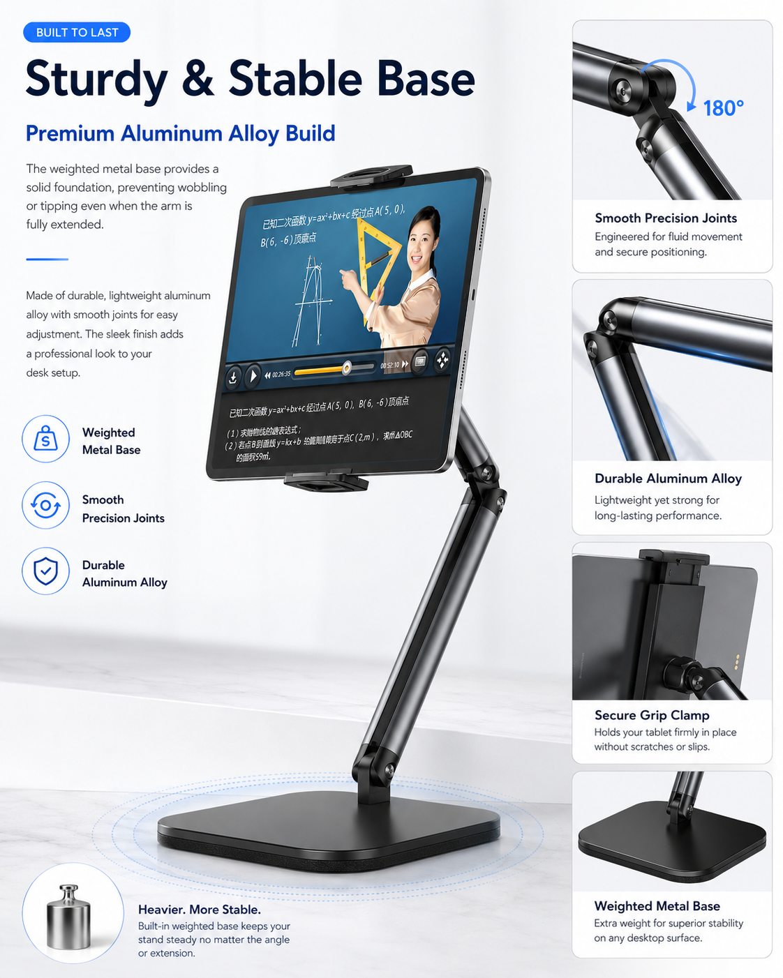 Soporte para teléfono móvil en tiempo real para tableta de aleación de aluminio X69Pro, soporte de escritorio para tableta plegable y ajustable, adecuado para iPad y iPhone