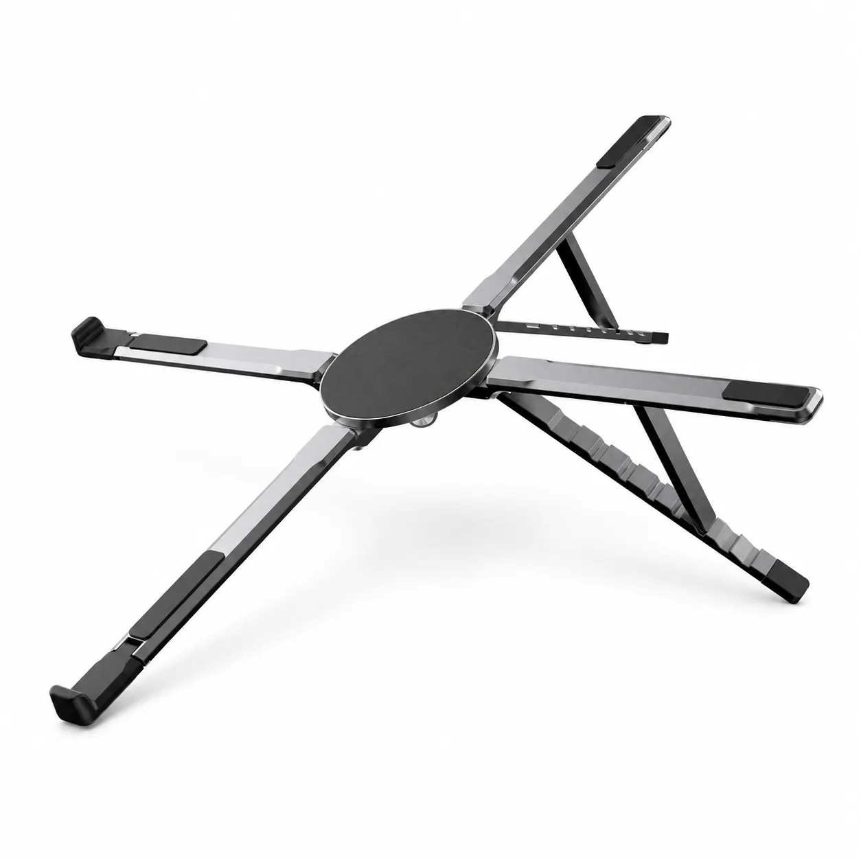 Soporte para portátil en forma de X giratorio 360°; plegable y ajustable
