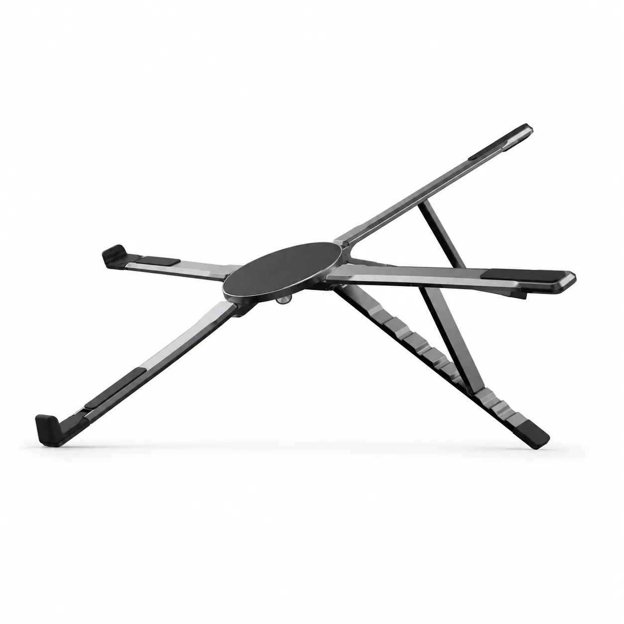 Soporte para portátil en forma de X giratorio 360°; plegable y ajustable