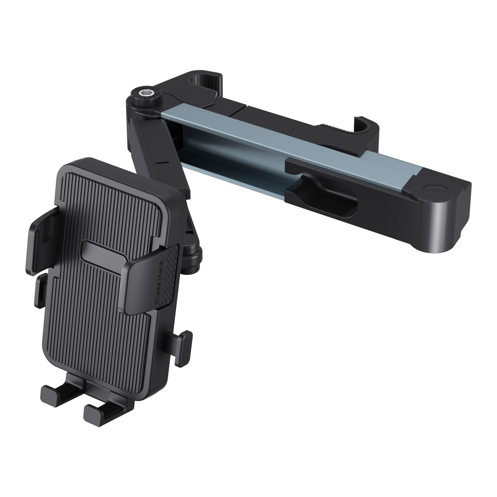 Soporte para entretenimiento en el asiento trasero para teléfonos y tabletas, giratorio 360°