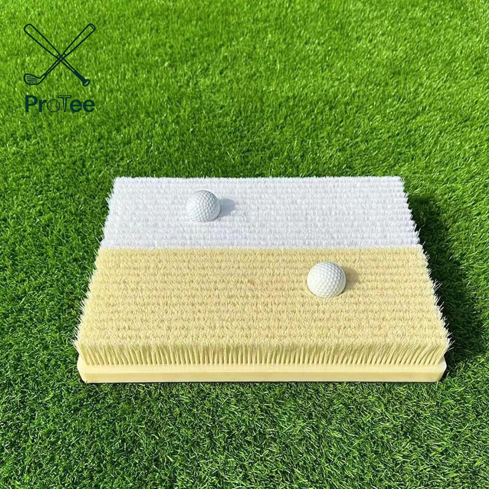 Golf Hitting Mat Golf Bunker Practice Mat Dual Sand Trap Trainer with Shallow and Deep Pit Simulation