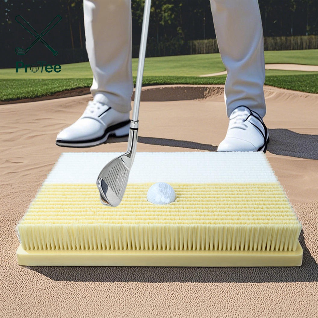 Golf Hitting Mat Golf Bunker Practice Mat Dual Sand Trap Trainer with Shallow and Deep Pit Simulation