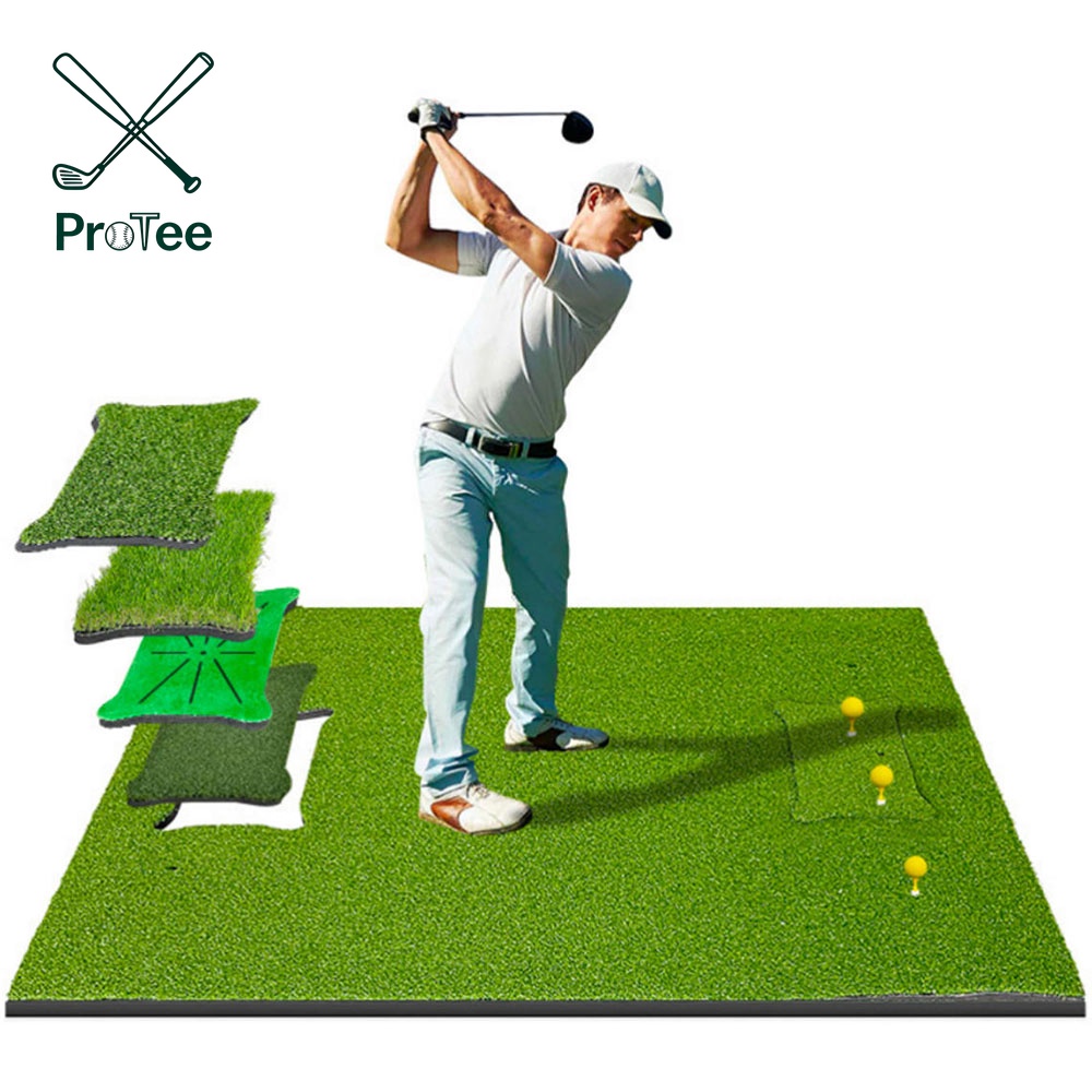 Golf Hitting Mat with High Quality Extra 4 Replaceable Golf Practice Mat Golf Swing Training Mat 5ftx4ft for Indoor Outdoor
