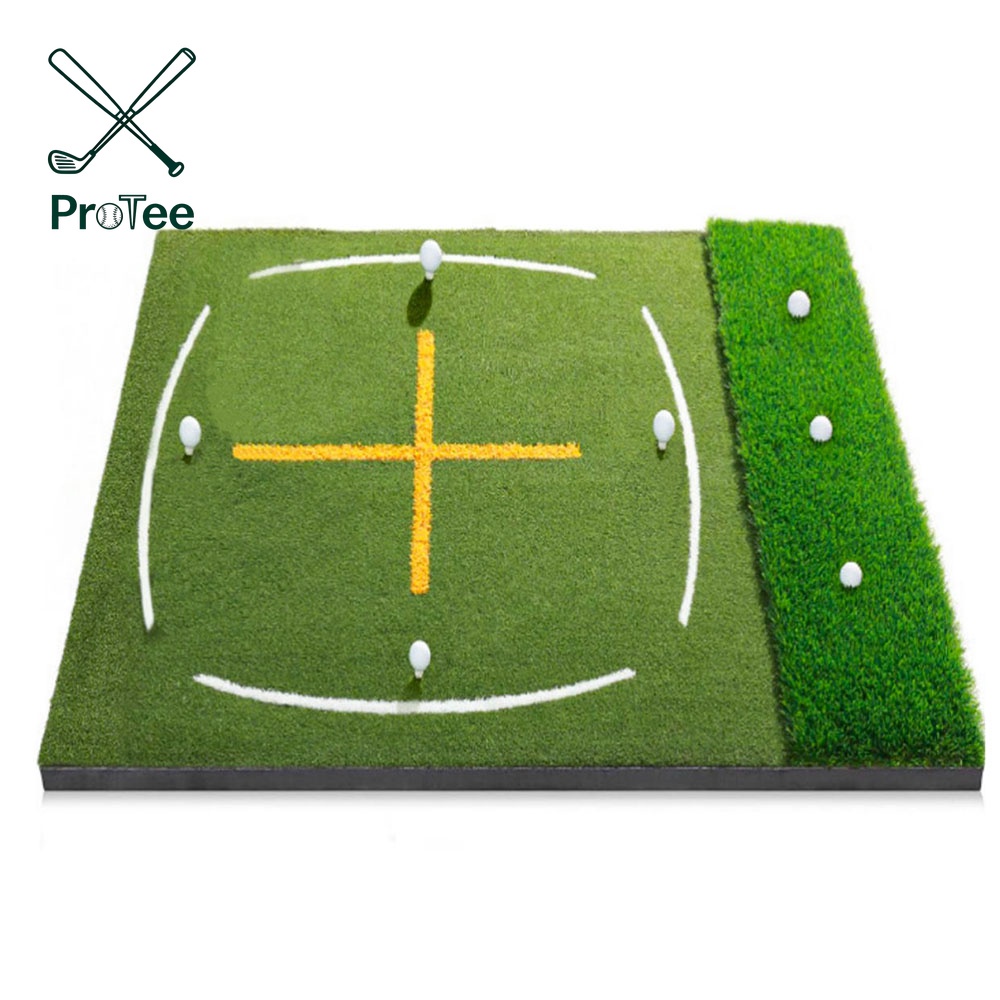 Golf Hitting Mat with Standing Guide Line and Swing Path Line 5x4ft Thickened Green Turf Practice Mats for Indoor or Outdoor Use