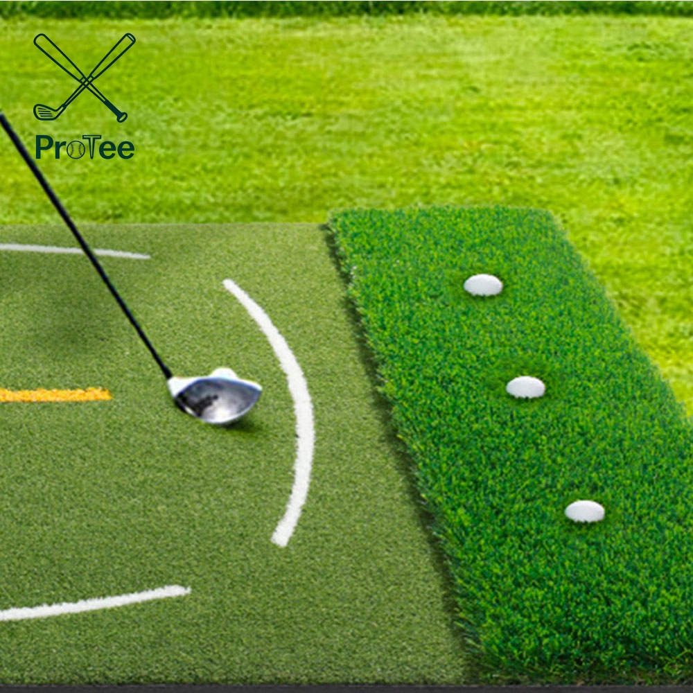 Golf Hitting Mat with Standing Guide Line and Swing Path Line 5x4ft Thickened Green Turf Practice Mats for Indoor or Outdoor Use