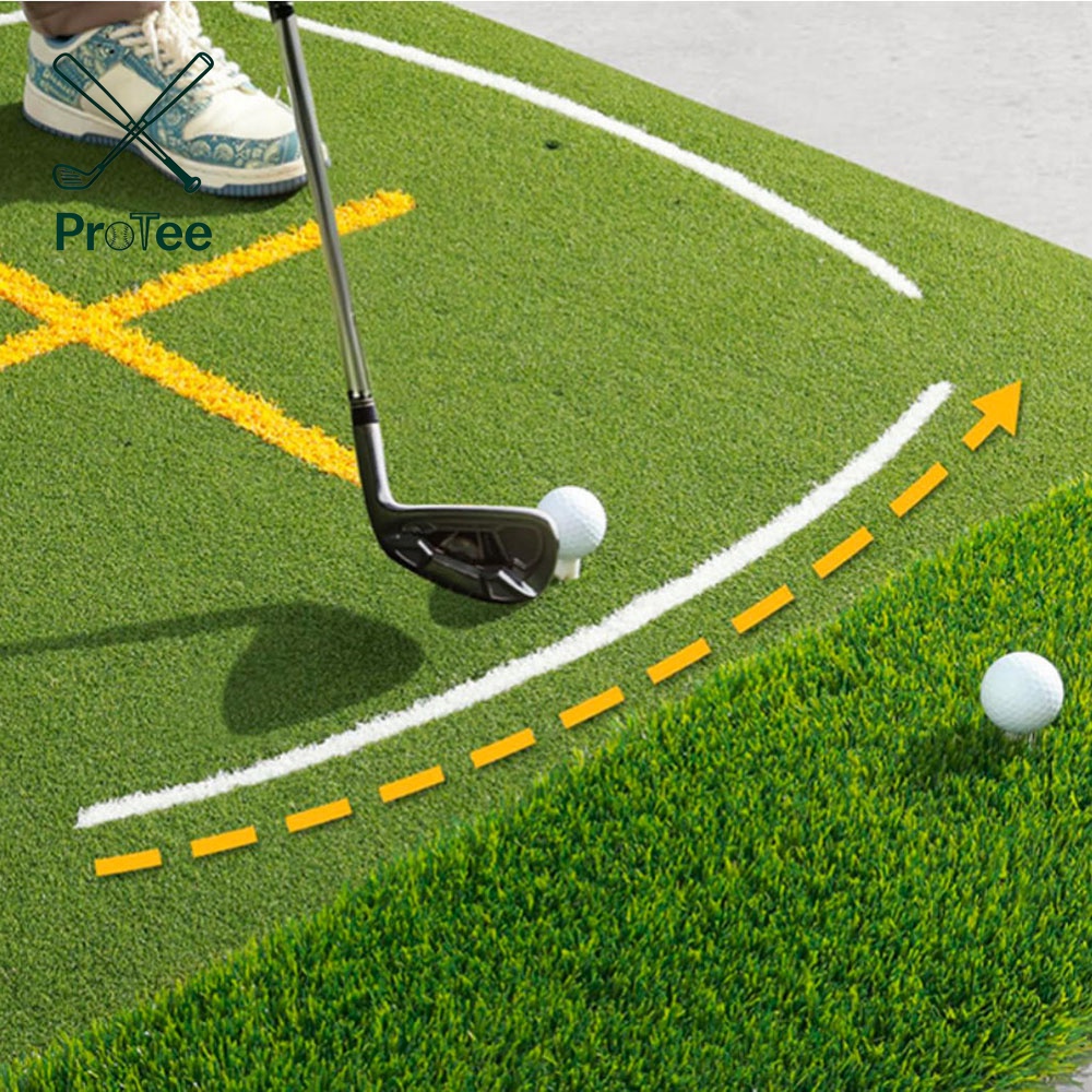 Golf Hitting Mat with Standing Guide Line and Swing Path Line 5x4ft Thickened Green Turf Practice Mats for Indoor or Outdoor Use