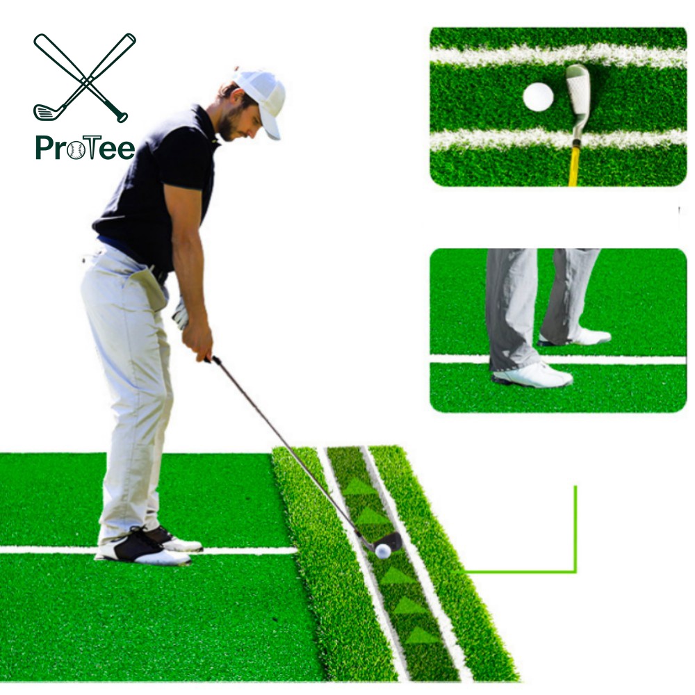 Large Dual Turf Golf Practice Mat Golf Hitting Mat with Alignment Lines Indoor and Outdoor Swing & Chipping Trainer