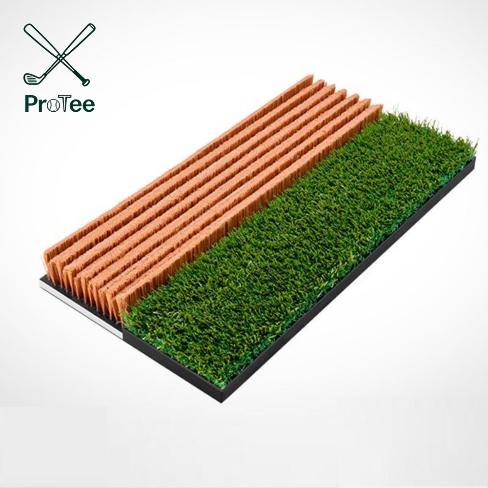 Golf Hitting Mat with Rough Turf and Sand Trap for Golf Simulator High Density Turf Golf Hitting Mat with Non-Slip EVA Backing