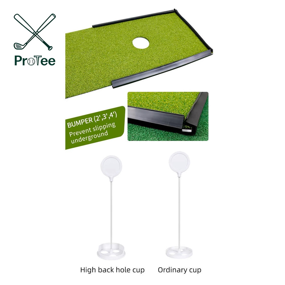 Golf Practice Mat with Putting Green Flag Golf Hitting Mat Golf Batting Mat Golf Putting Mat with Realistic Turf and EVA Backing