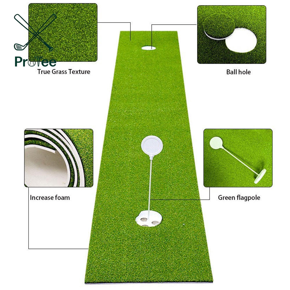 Golf Practice Mat with Putting Green Flag Golf Hitting Mat Golf Batting Mat Golf Putting Mat with Realistic Turf and EVA Backing
