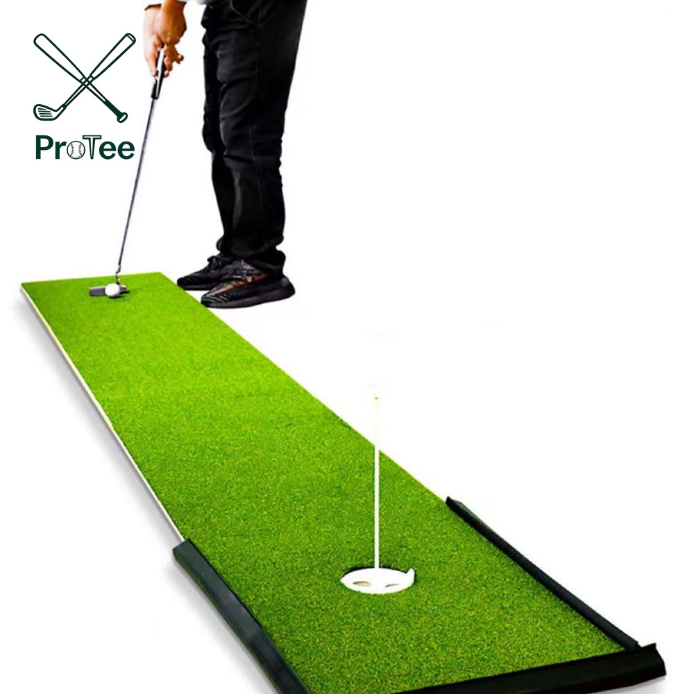 Golf Practice Mat with Putting Green Flag Golf Hitting Mat Golf Batting Mat Golf Putting Mat with Realistic Turf and EVA Backing