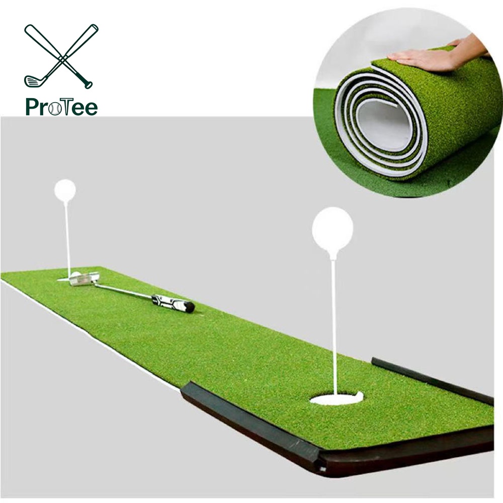 Golf Practice Mat with Putting Green Flag Golf Hitting Mat Golf Batting Mat Golf Putting Mat with Realistic Turf and EVA Backing