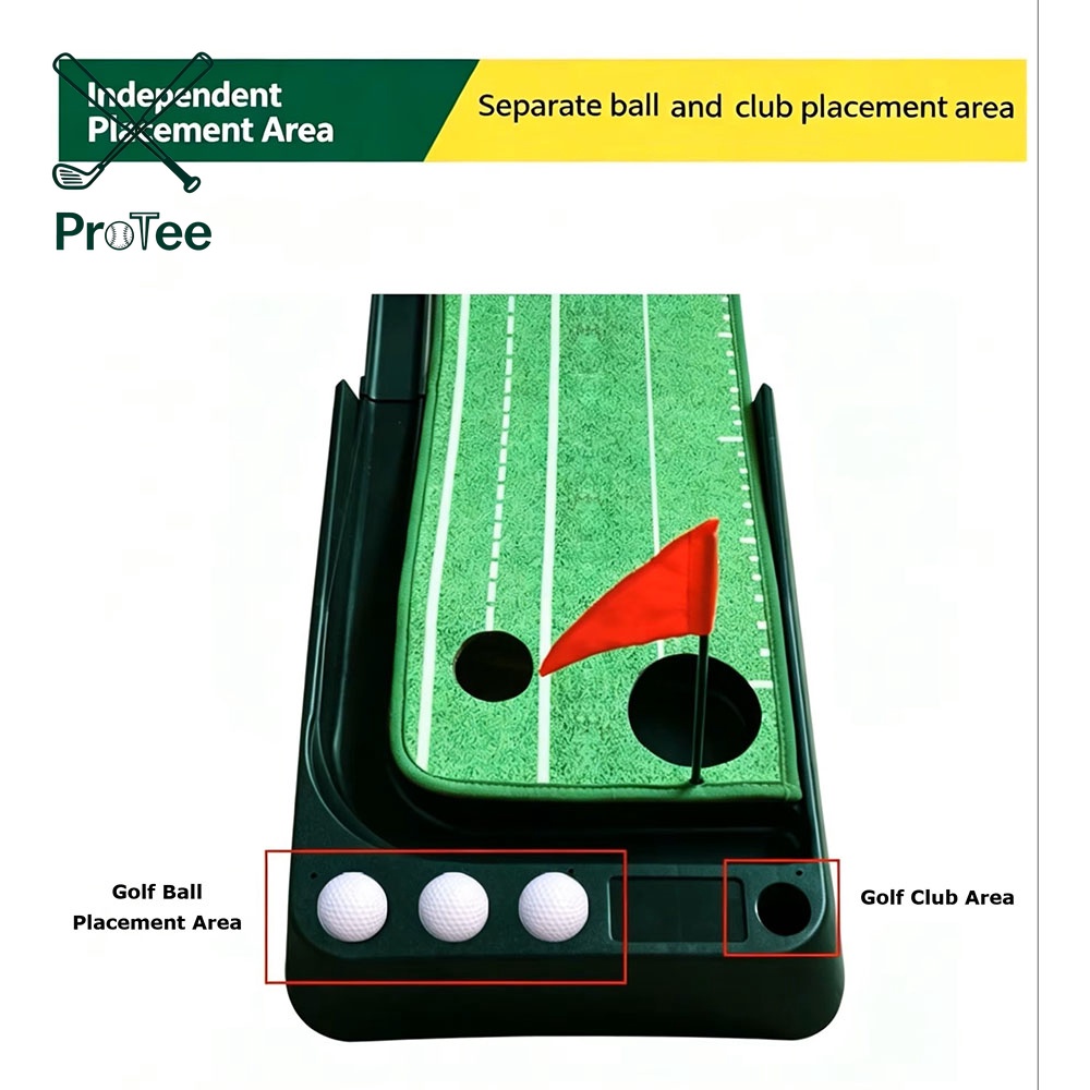 Indoor Golf Practice Mat Golf Putting Green Mat with Automatic Ball Return Golf Putting Mat for Home Office Backyard