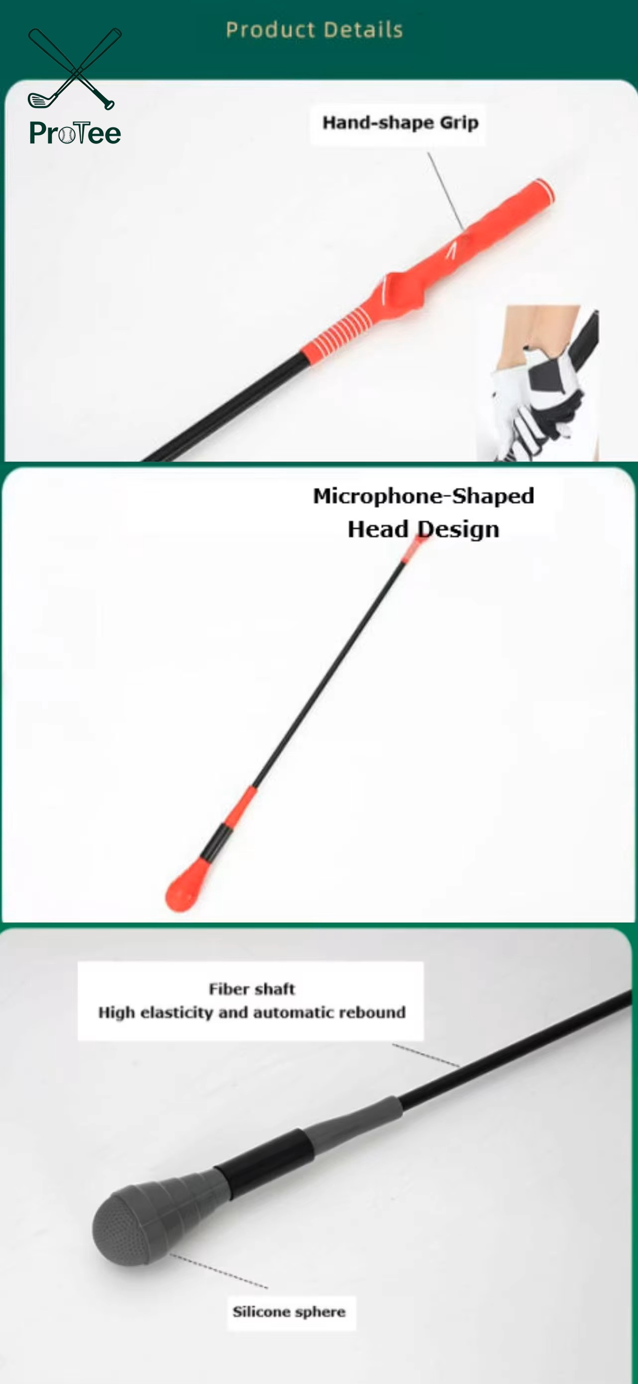 New Microphone-Shaped Design Silicone Head Golf Swing Trainer for Children Kids Teenagers Indoor and Outdoor Golf Swing Aids