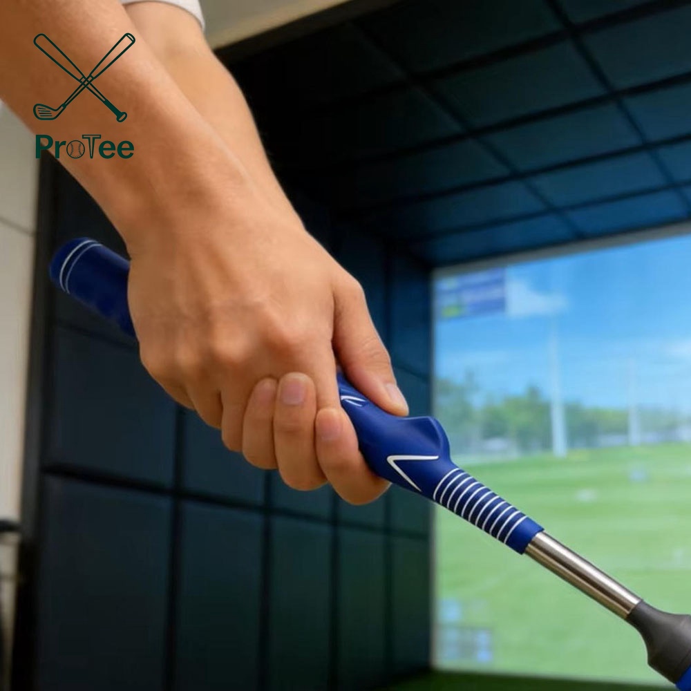 High Performance Metal Golf Swing Trainer with High-Elasticity Silent Silicone Impact Head Golf Swing Training Aid