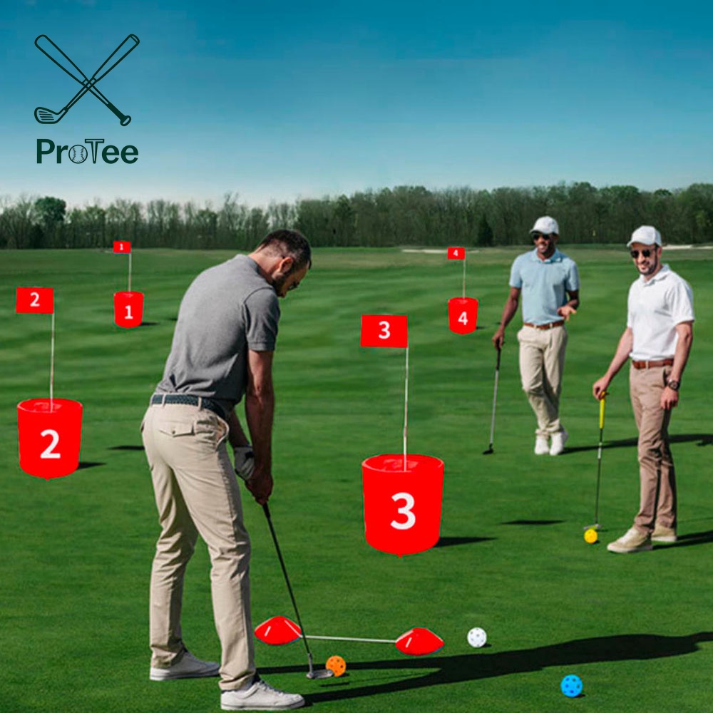 Golf Backyard Bucket Game 6-Hole Portable Yard Games Golf Chipping Practice Set for Adults & Pros Lawn Golf Training