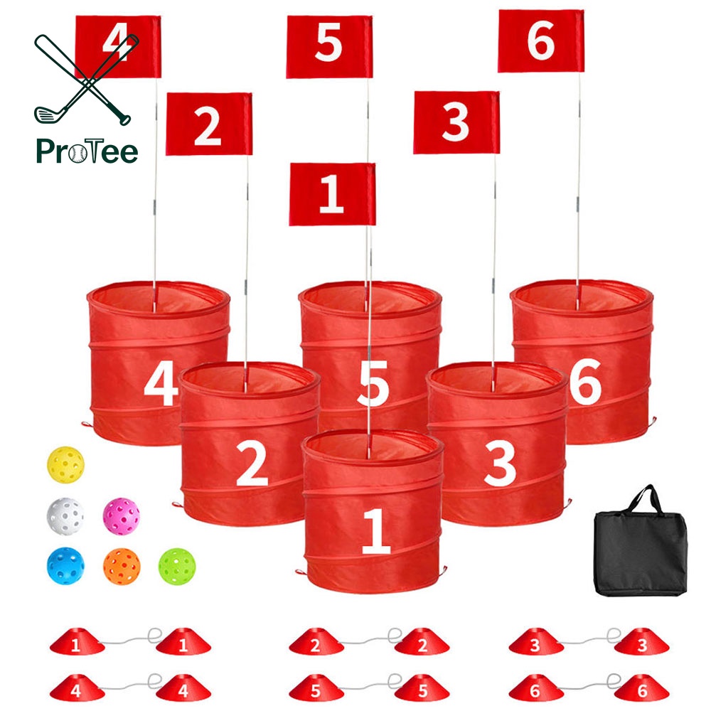 Golf Backyard Bucket Game 6-Hole Portable Yard Games Golf Chipping Practice Set for Adults & Pros Lawn Golf Training