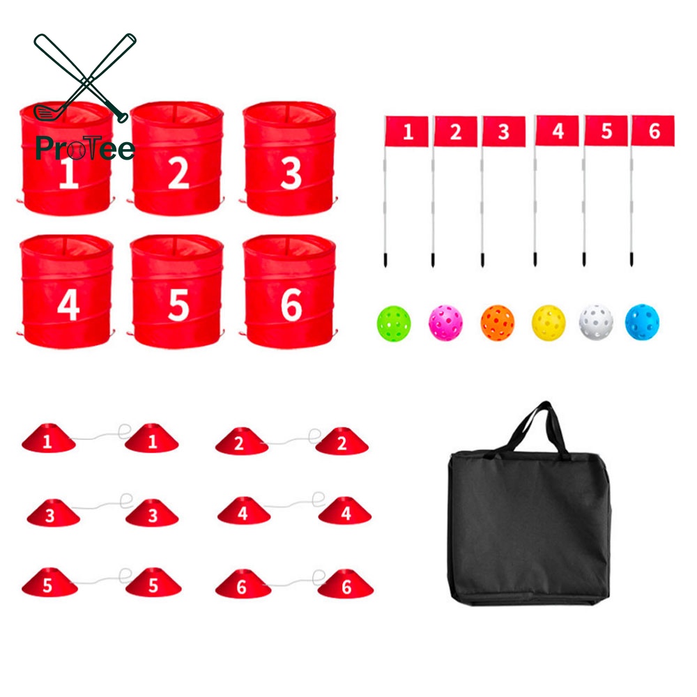 Golf Backyard Bucket Game 6-Hole Portable Yard Games Golf Chipping Practice Set for Adults & Pros Lawn Golf Training
