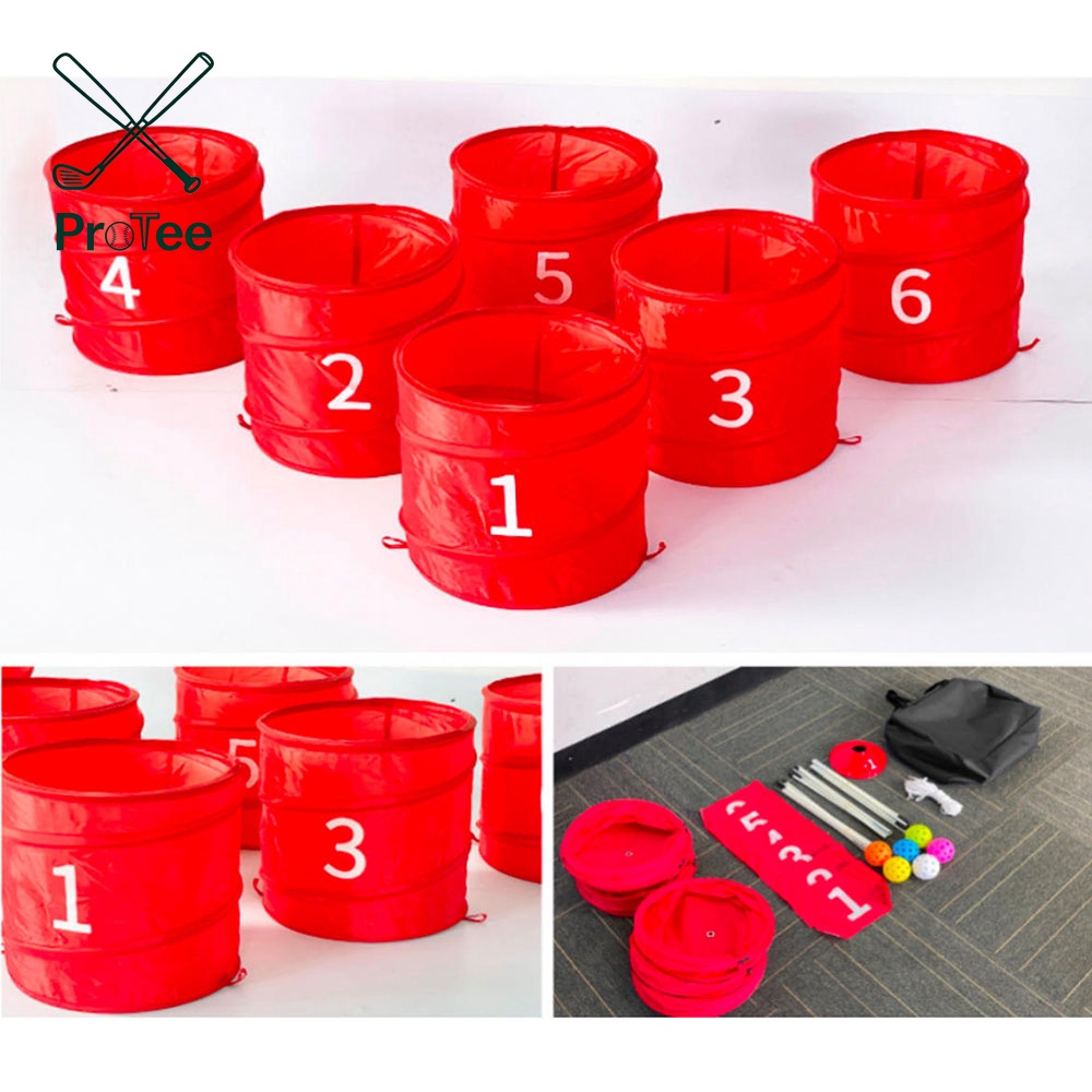 Golf Backyard Bucket Game 6-Hole Portable Yard Games Golf Chipping Practice Set for Adults & Pros Lawn Golf Training