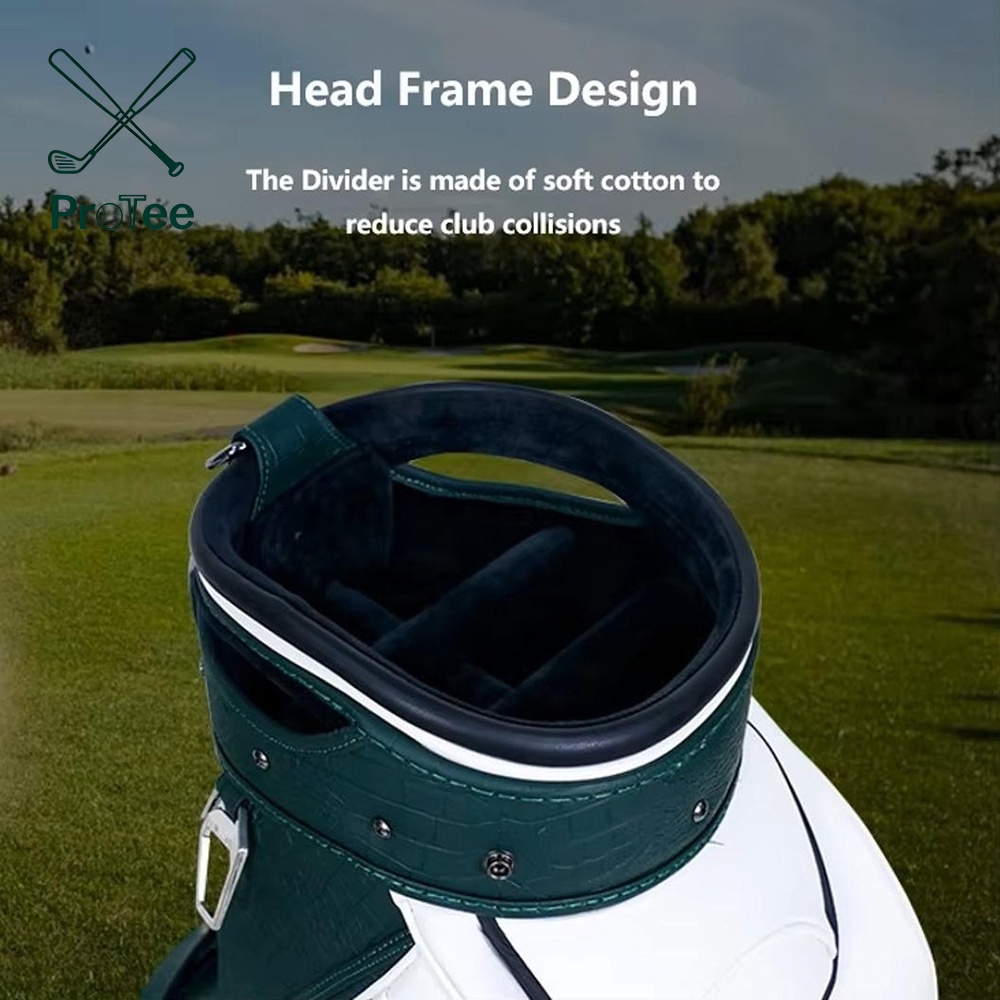 Durable PU Leather Lightweight Golf Cart Bag with Golf Shoe Bag and 5-way Top Dividers for Men and Women Driving Range
