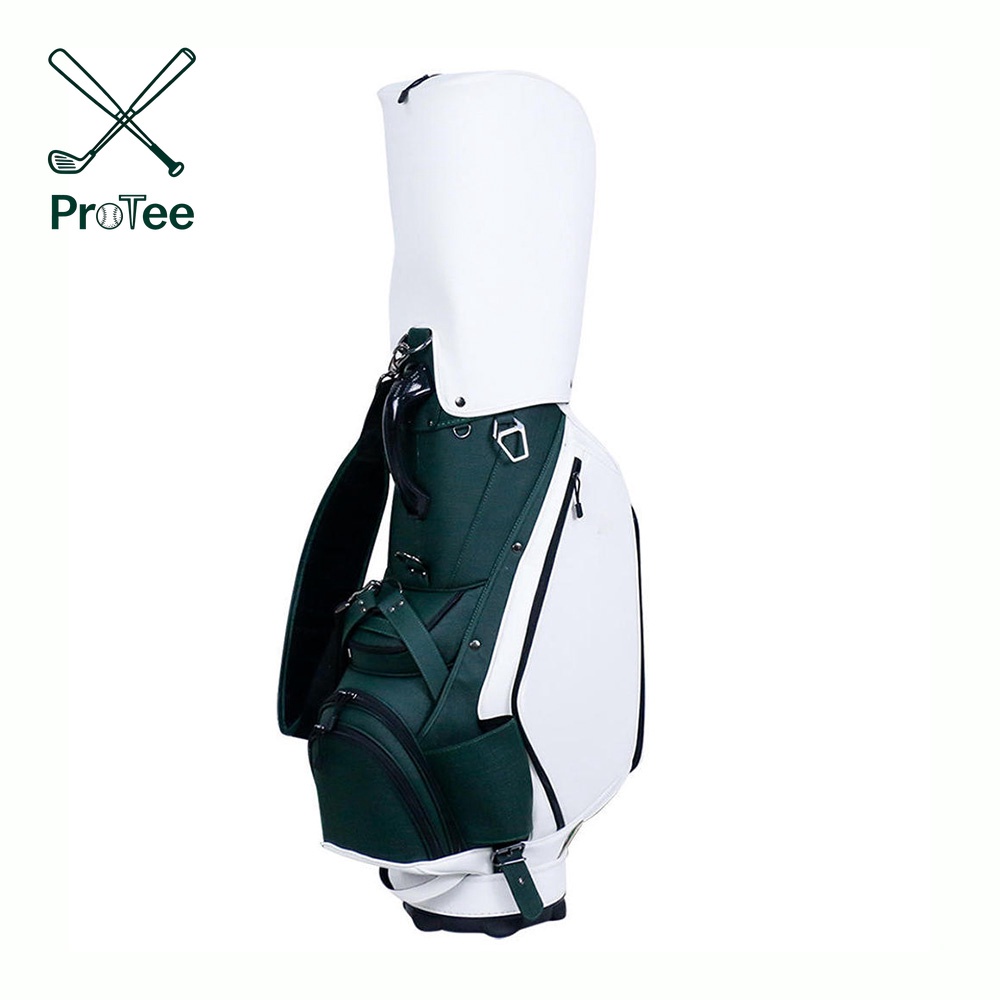Durable PU Leather Lightweight Golf Cart Bag with Golf Shoe Bag and 5-way Top Dividers for Men and Women Driving Range