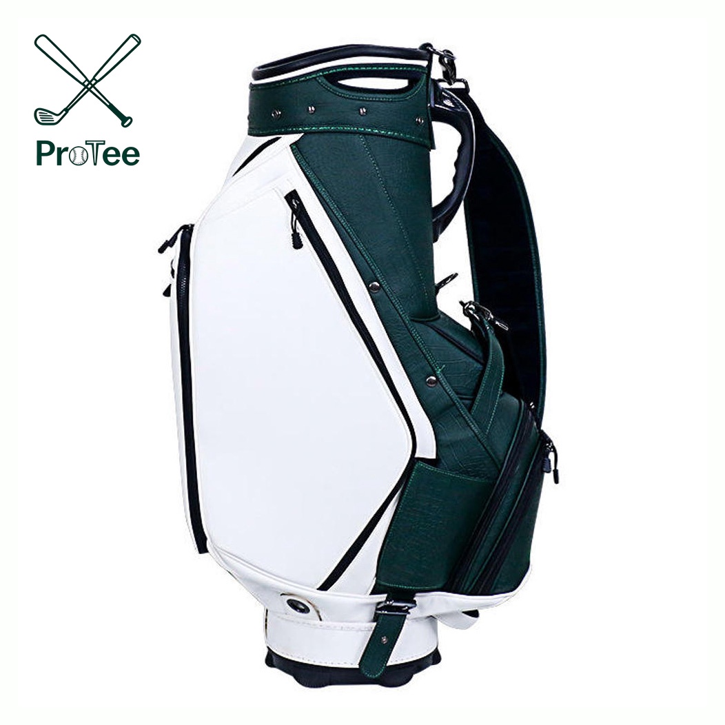 Durable PU Leather Lightweight Golf Cart Bag with Golf Shoe Bag and 5-way Top Dividers for Men and Women Driving Range