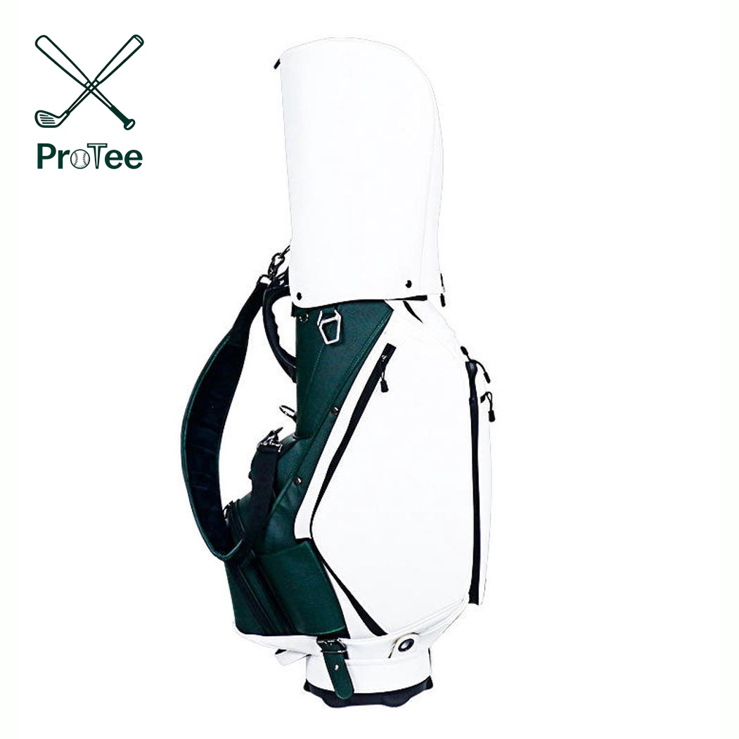 Durable PU Leather Lightweight Golf Cart Bag with Golf Shoe Bag and 5-way Top Dividers for Men and Women Driving Range